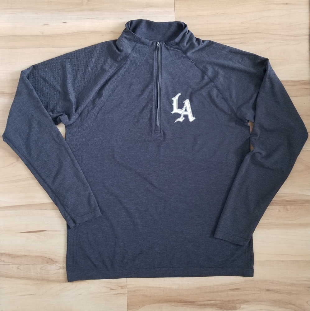 Lululemon Shirt Men SIZE Large Grey  Metal Vent Tech 1/2-Zip LA Logo Pullover